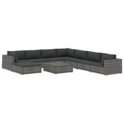 Vidaxl 9 Piece Garden Lounge Set With Cushions Poly Rattan Grey Vidaxl 9 Piece Garden Lounge Set With Cushions Poly Rattan Grey