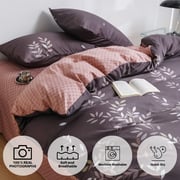 LUNA HOME King Size 6 Pieces set, Reversible Leaves Design Dark Truffle Bedding Set Without Filler. LUNA HOME King Size 6 Pieces set, Reversible Leaves Design Dark Truffle Bedding Set Without Filler.