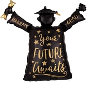 Anagram P35 Your Future Awaits Graduation Super Shape Foil Balloon- Gold/black Anagram P35 Your Future Awaits Graduation Super Shape Foil Balloon- Gold/black