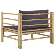 Vidaxl Garden Sofa With Dark Grey Cushions Bamboo Vidaxl Garden Sofa With Dark Grey Cushions Bamboo