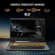 Asus FX506HCB-HN1138T Gaming Laptop - Core i5 2.7GHz 8GB 512GB 4GB Win10 15.6inch FHD Grey GeForce RTX 3050 English/Arabic Keyboard