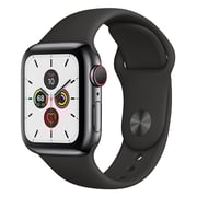 Apple Watch Series 5 GPS + Cellular 44mm Space Black Stainless Steel Case with Black Sport Band - Middle East Version Apple Watch Series 5 GPS + Cellular 44mm Space Black Stainless Steel Case with Black Sport Band - Middle East Version