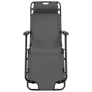 vidaXL Folding Sun Loungers 2 pcs with Footrests Steel Grey vidaXL Folding Sun Loungers 2 pcs with Footrests Steel Grey