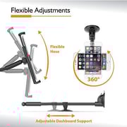 Technomounts Universal Gooseneck Car Dashboard Tablet Holder Windshield Suction Cup Phone Mount Holder Flexible Hose Tube 360 Degree Rotation For Sizes 3.5 Technomounts Universal Gooseneck Car Dashboard Tablet Holder Windshield Suction Cup Phone Mount Holder Flexible Hose Tube 360 Degree Rotation For Sizes 3.5