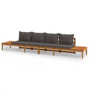 vidaXL Garden Benches with Dark Grey Cushions 2 pcs Acacia Wood vidaXL Garden Benches with Dark Grey Cushions 2 pcs Acacia Wood