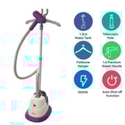 Nobel Garment Steamer White 1.3 Litre 1500w Telescopic Pole Auto Shutoff Nobel Garment Steamer White 1.3 Litre 1500w Telescopic Pole Auto Shutoff