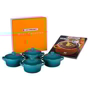 Le Creuset Stoneware Set Of 4 Mini Cocottes With Cookbook, 8 Oz. Each, Caribbean Le Creuset Stoneware Set Of 4 Mini Cocottes With Cookbook, 8 Oz. Each, Caribbean