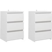 Vidaxl Bed Cabinets 2 Pcs White 40x35x62.5 Cm Chipboard