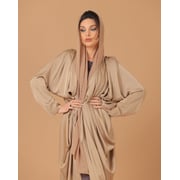 Pure Silk Beige Pleated Sleeves Abaya