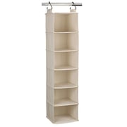 Household Essentials 3312-1 Cotton Canvas Hanging Closet Sweater Organizer | 6-Shelf | Natural
