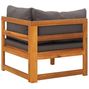vidaXL Corner Sofa with Dark Grey Cushions Solid Acacia Wood