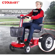 COOLBABY 4 Wheel Electric Folding Mobility Scooter for Adult RED X-02-RD-SRK