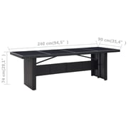 Vidaxl Garden Table Black 240x90x74 Cm Poly Rattan And Glass Vidaxl Garden Table Black 240x90x74 Cm Poly Rattan And Glass