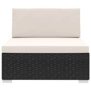 Vidaxl Sectional Middle Seat 1 Pc With Cushions Poly Rattan Black