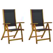 vidaXL Folding Garden Chairs 2 pcs Solid Acacia Wood and Textilene vidaXL Folding Garden Chairs 2 pcs Solid Acacia Wood and Textilene