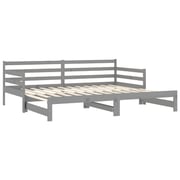 Vidaxl Pull-out Day Bed Grey Solid Pinewood 2x Vidaxl Pull-out Day Bed Grey Solid Pinewood 2x