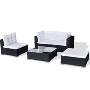 Vidaxl 5 Piece Garden Lounge Set With Cushions Poly Rattan Black Vidaxl 5 Piece Garden Lounge Set With Cushions Poly Rattan Black