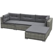 Vidaxl 5 Piece Garden Lounge Set With Cushions Poly Rattan Grey Vidaxl 5 Piece Garden Lounge Set With Cushions Poly Rattan Grey