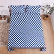 Luna Home 3 Pieces Bedsheet Set, Blue Color Checkered Design