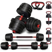 Ultimax Adjustable 7 In 1 Dumbbell Set With Connecting Rod Used As Barbell, Kettlebell And Push-ups-30kgs