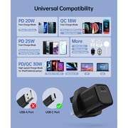 Choetech Single C Port UK Plug Wall Charger Black Choetech Single C Port UK Plug Wall Charger Black