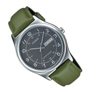 Casio Enticer Green Leather Men Analog Watch MTP-V006L-3B