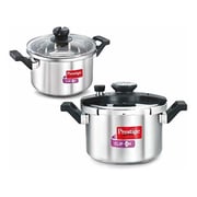 Prestige 6L & 3L Combi Clip On Stainless Steel Pressure Cooker Prestige 6L & 3L Combi Clip On Stainless Steel Pressure Cooker