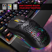 HXSJ X600 Wired Gaming Mouse RGB Backlight Hollow Honeycomb Shape 6400dpi Macro Programming Home Office Gamer Mice For Desktop Computer Laptop Pc