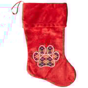 Mirage Pet Products Argyle Paw Red Screen Print Velvet Christmas Stocking Red, 18 Mirage Pet Products Argyle Paw Red Screen Print Velvet Christmas Stocking Red, 18