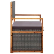 vidaXL Storage Bench 110 cm Poly Rattan and Solid Acacia Wood Grey vidaXL Storage Bench 110 cm Poly Rattan and Solid Acacia Wood Grey