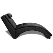 Vidaxl Black Artificial Leather Chaise Longue With Pillow Vidaxl Black Artificial Leather Chaise Longue With Pillow