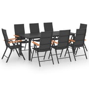 Vidaxl 9 Piece Garden Dining Set Black And Brown Vidaxl 9 Piece Garden Dining Set Black And Brown