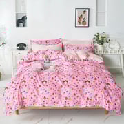 DEALS FOR LESS - Single Size, Duvet Cover, Bedding Set of 4 Pieces, Pink Color with flower Design, 1 Duvet cover + 1 Fitted bedsheet + 2 pillow covers DEALS FOR LESS - Single Size, Duvet Cover, Bedding Set of 4 Pieces, Pink Color with flower Design, 1 Duvet cover + 1 Fitted bedsheet + 2 pillow covers