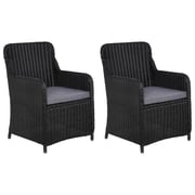 Vidaxl Outdoor Chairs With Cushions 2 Pcs Poly Rattan Black Vidaxl Outdoor Chairs With Cushions 2 Pcs Poly Rattan Black