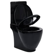 vidaXL WC Ceramic Toilet Bathroom Round Toilet Bottom Water Flow Black vidaXL WC Ceramic Toilet Bathroom Round Toilet Bottom Water Flow Black