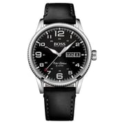Hugo Boss Pilot Vintage Watch For Men with Black Leather Strap