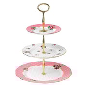 Royal Albert 8763026584 New Country Roses Vintage 3-Tier Cake Stand, Cheeky Pink