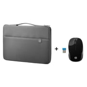 HP 1PD67AA Crosshatch Carry Sleeve 15.6inch Black + X6W31AA 200 Wireless Mouse Black