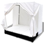 Vidaxl Outdoor Lounge Bed With Curtains Poly Rattan Black Vidaxl Outdoor Lounge Bed With Curtains Poly Rattan Black