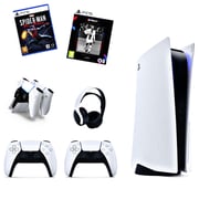 Playstation 5 Disc Console + Extra Controller + Headset + Dualsense Charger + 2 Games (Fifa 21 - English + Spiderman Miles Morales)