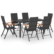 Vidaxl 7 Piece Garden Dining Set Black And Brown Vidaxl 7 Piece Garden Dining Set Black And Brown