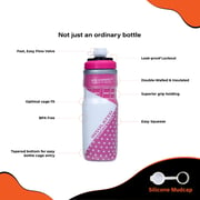 V2-cool Storm Insulated Water Bottle For Cycle Cage Fit With Free Silicon Mudcap 620 Ml/21 Oz, Pink