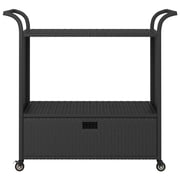 Vidaxl Bar Cart With Drawer Black 100x45x97 Cm Poly Rattan Vidaxl Bar Cart With Drawer Black 100x45x97 Cm Poly Rattan