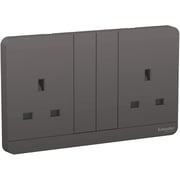 Schneider Electric Avataron E83t25_dg_g12 Double Switch Socket 3p With Shutter 13amps 250v Dark Grey Schneider Electric Avataron E83t25_dg_g12 Double Switch Socket 3p With Shutter 13amps 250v Dark Grey