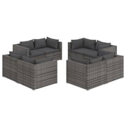 vidaXL 8 Piece Garden Lounge Set with Cushions Poly Rattan Grey vidaXL 8 Piece Garden Lounge Set with Cushions Poly Rattan Grey