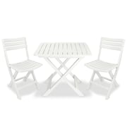 vidaXL 3 Piece Folding Bistro Set Plastic White vidaXL 3 Piece Folding Bistro Set Plastic White