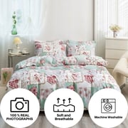 LUNA HOME King size 6 pieces Bedding Set without filler, Light Green Color Floral Design LUNA HOME King size 6 pieces Bedding Set without filler, Light Green Color Floral Design