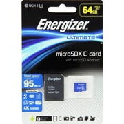 Energizer FMDAAU064A Ultimate Micro SDXC Card 64GB W/ Adapter Energizer FMDAAU064A Ultimate Micro SDXC Card 64GB W/ Adapter