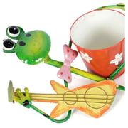 Moorni Frog Lying Playing Guitar Metal Planter Pot