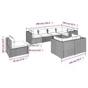 vidaXL 8 Piece Garden Lounge Set with Cushions Poly Rattan Grey vidaXL 8 Piece Garden Lounge Set with Cushions Poly Rattan Grey